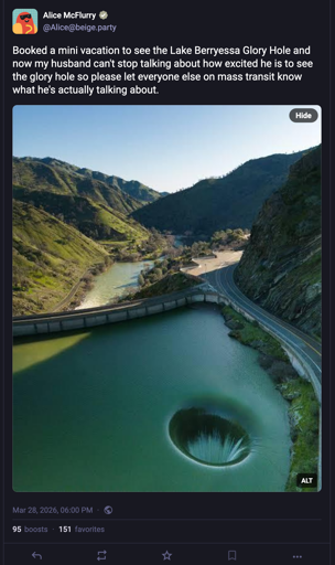 Lake Berryessa glory hole/goatse